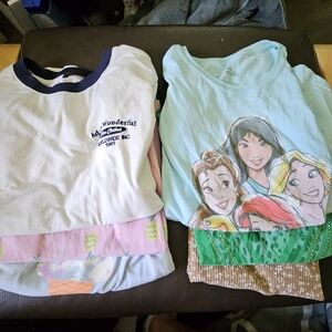 (6) Shirt Lot Girls 10/12 Short Sleeve Shirts Disney Guess Cat and Jack
